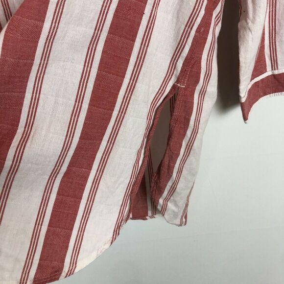 Woolrich Organic Striped Embroidered Button Long Sleeve Tunic Top Women Medium - Picture 5 of 8